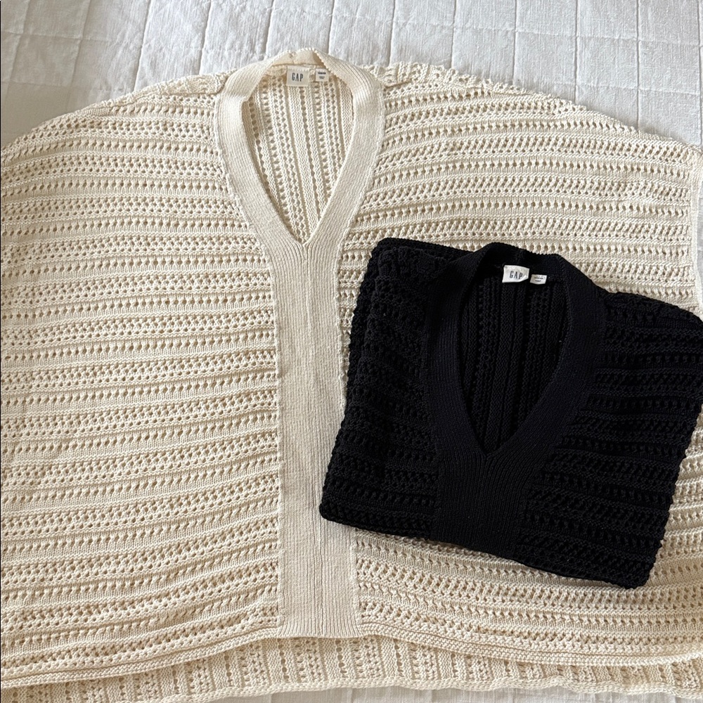 Cream and Black Knit Sweaters